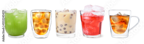 Wallpaper Mural Iced tea. Different types of drinks in glasses isolated on white, set Torontodigital.ca