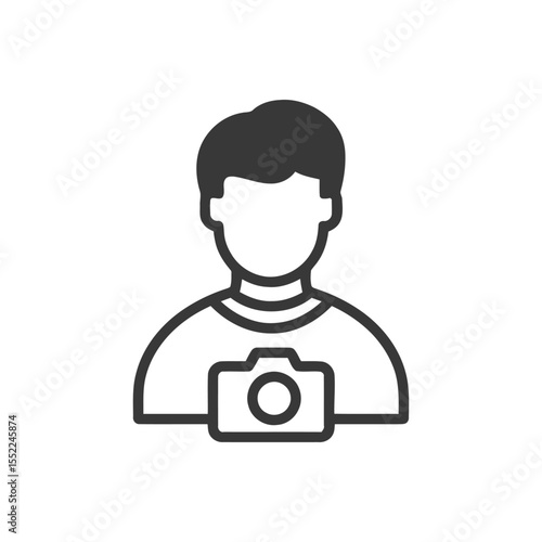 Photographer Icon: Faceless Person with Camera, Minimalist Design