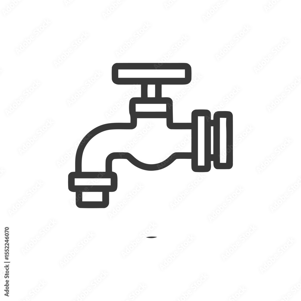 Minimalist Faucet Icon: Bold Outline on White Background Minimalist Faucet Icon: Bold Outline on White Background