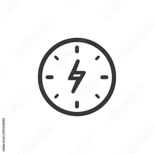 Energy Time: Clock with Lightning Bolt Hand Icon