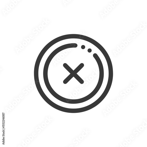 Bold Outline of a Circle with an X Inside, Minimalist Design