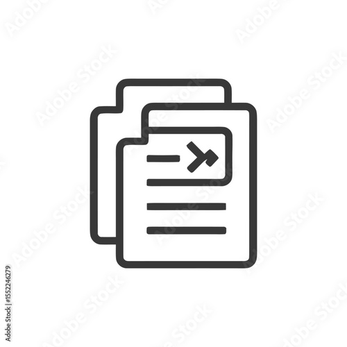 Flight Documents Icon: Stacked Papers with Airplane Symbol, Minimalist Design