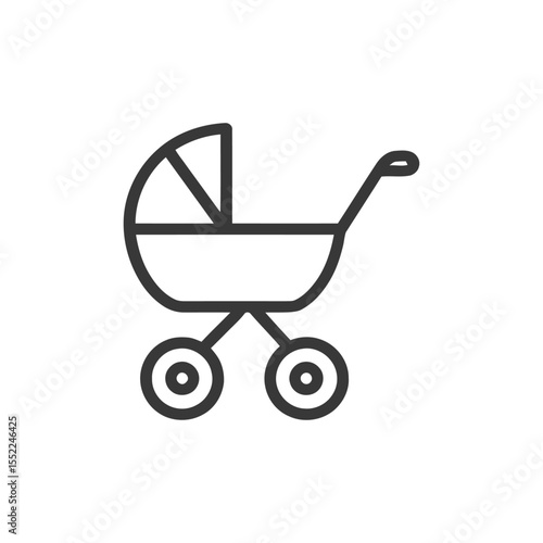 Minimalist Baby Stroller Icon: Clean Line Art Design