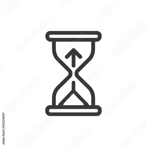 Hourglass Icon with Upward Arrow: Time Progress, Growth Concept