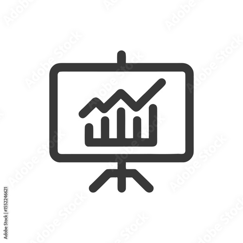 Presentation Board Icon: Upward Trend, Business Growth, Data Analysis