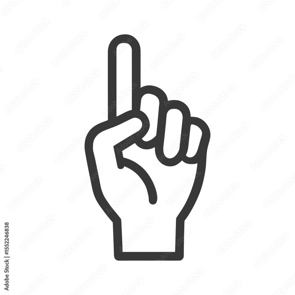 Obraz premium Bold Outline of Hand with Index Finger Pointing Upward on White Background