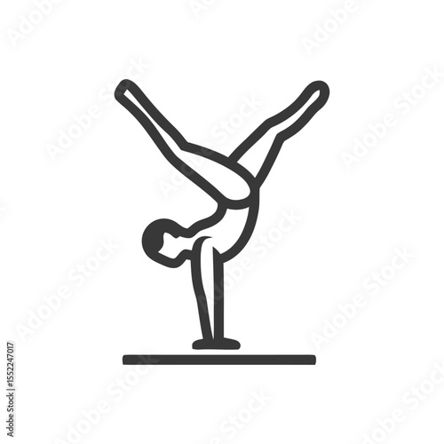 Gymnastics Handstand on Parallel Bars, Minimalist Line Art Icon