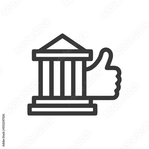 Positive Bank Approval: Thumbs Up Icon for Financial Institution Success