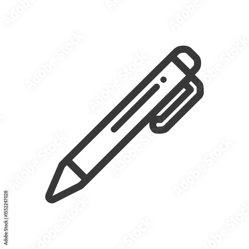 Minimalist Pen Icon: Bold Outline on White Background, Writing Tool Symbol