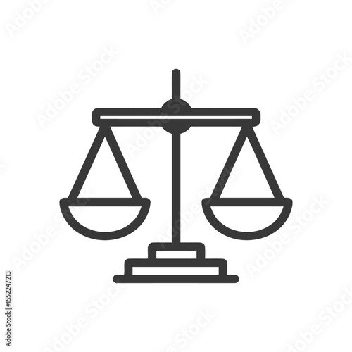 Minimalist Scales of Justice Icon: Law, Balance, and Fairness Symbol