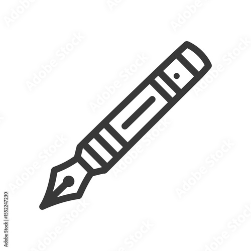 Elegant Fountain Pen Icon: Classic Writing Tool Symbol, Minimalist Design