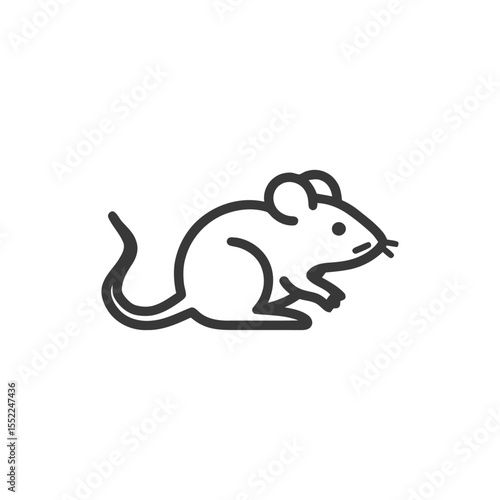 Minimalist Mouse Icon: Clean Line Art Illustration on White Background