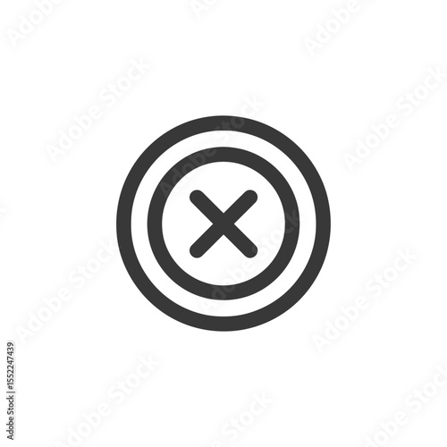 Double Circle with Cross Icon: Simple Graphic Symbol on White Background