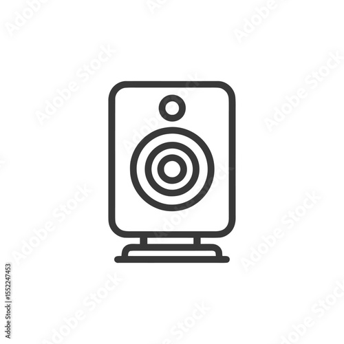Minimalist Speaker Icon: Modern Audio Equipment Outline on White Background