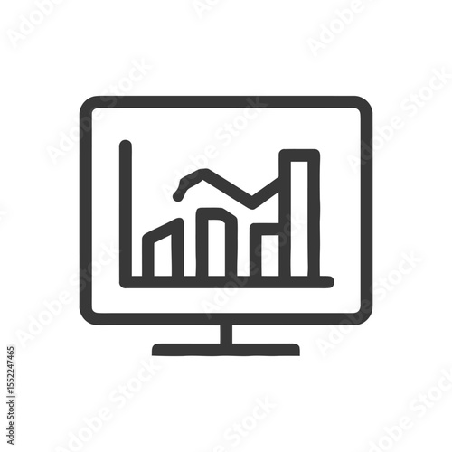 Monitor Displaying Business Growth Chart, Financial Analysis, Data Visualization
