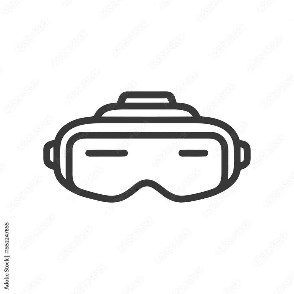 Minimalist VR Headset Icon: Bold Outline on White Background Minimalist VR Headset Icon: Bold Outline on White Background