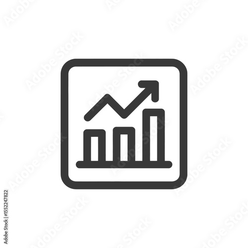 Ascending Bar Graph Icon with Arrow, Business Growth Symbol
