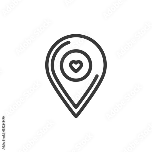 Heart-Centered Location Pin: Minimalist Icon for Love and Navigation