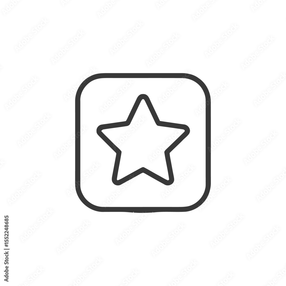 Simple Star Icon Inside Rounded Square Frame, Minimalist Design Simple Star Icon Inside Rounded Square Frame, Minimalist Design
