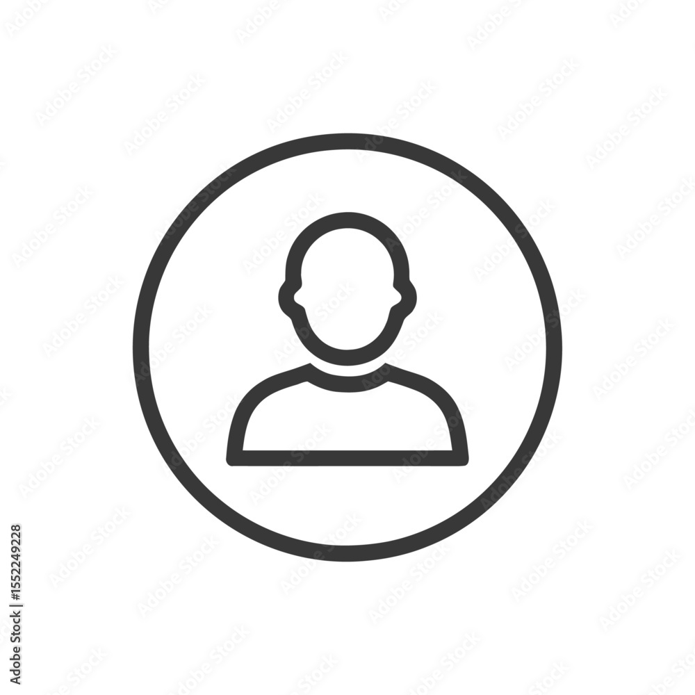 Minimalist User Icon: Simple Person Silhouette in Circle, Dark Gray on White Minimalist User Icon: Simple Person Silhouette in Circle, Dark Gray on White