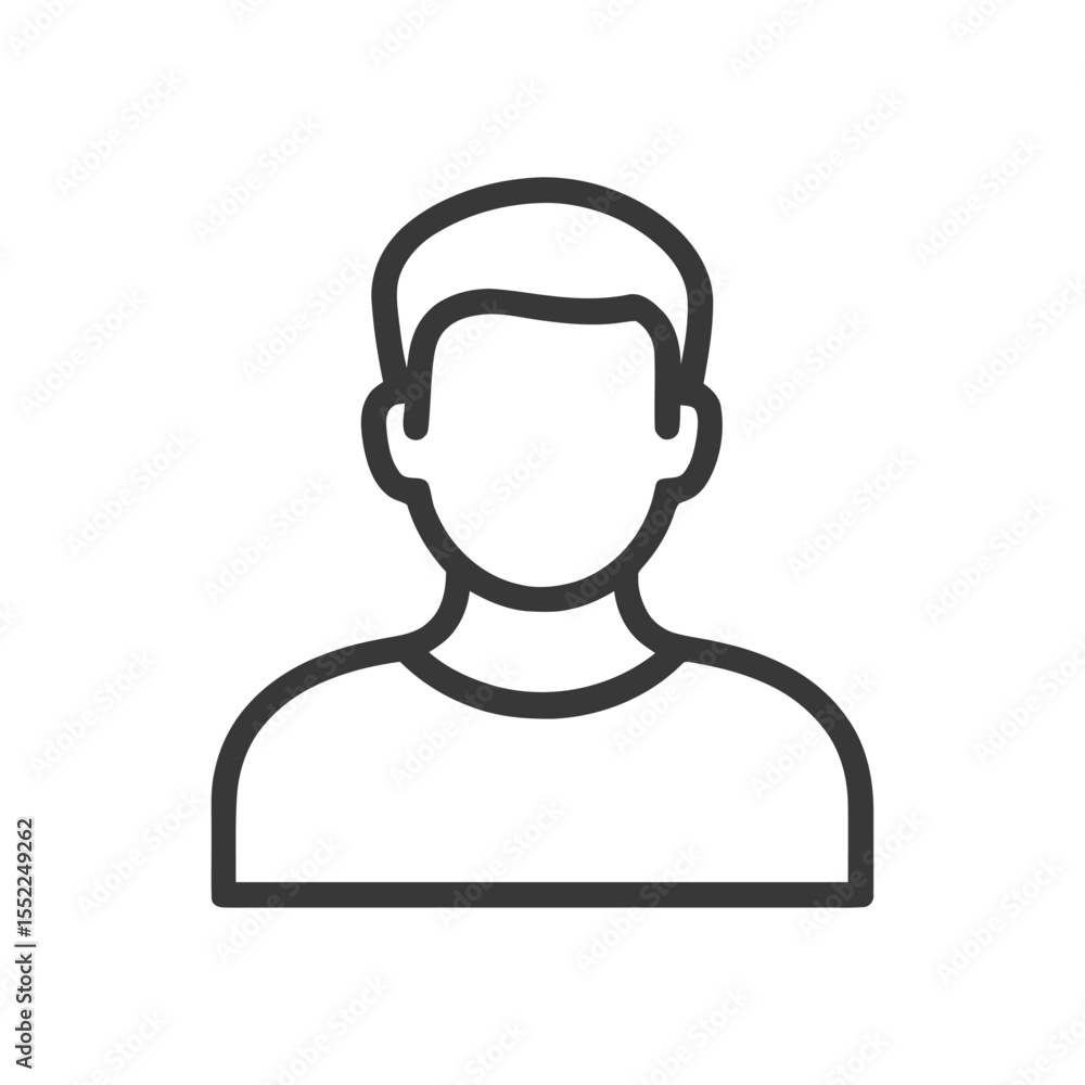Fototapeta premium Minimalist Man Avatar Icon: Faceless Person Outline on White Background