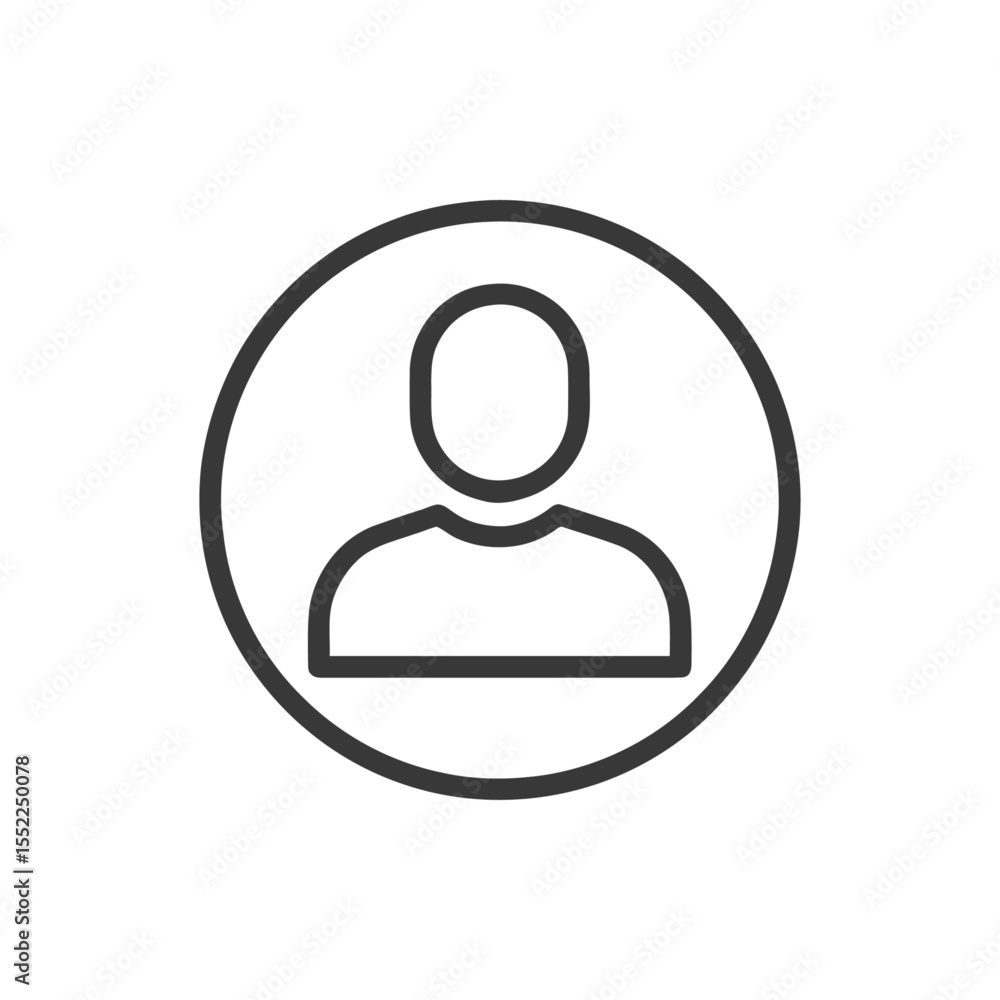 Fototapeta premium Minimalist User Icon: Simple Outline Person Silhouette in Circle.