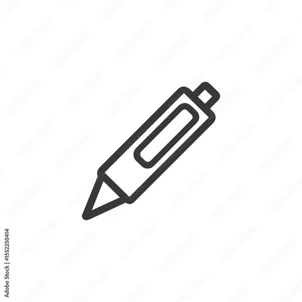 Minimalist Pen Icon: Bold Outline on White Background, Clean Design Minimalist Pen Icon: Bold Outline on White Background, Clean Design