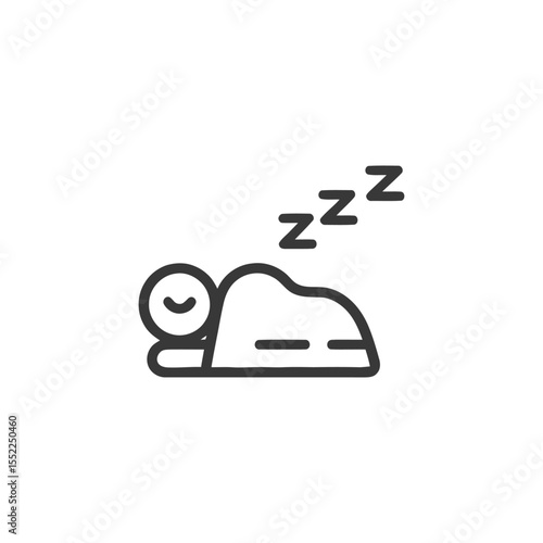 Sleeping Icon: Person Lying Down with Zzz Symbols, Outline Style