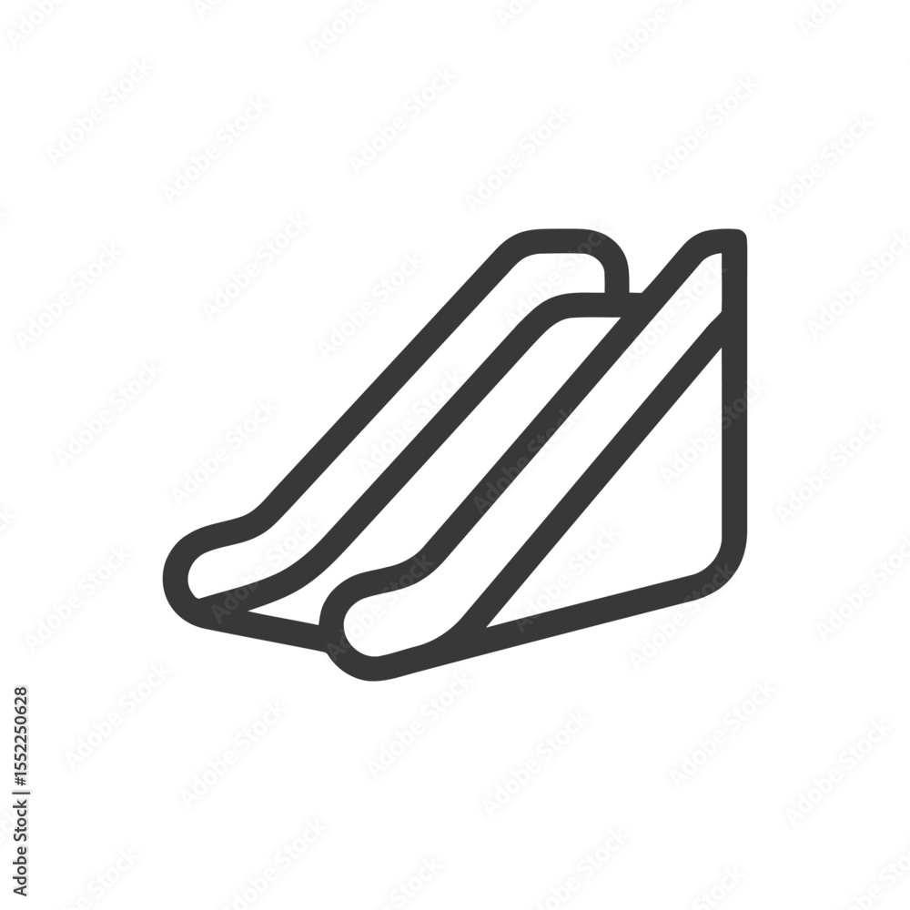 Escalator Icon: Minimalist Black Outline on White Background, Modern Design Escalator Icon: Minimalist Black Outline on White Background, Modern Design