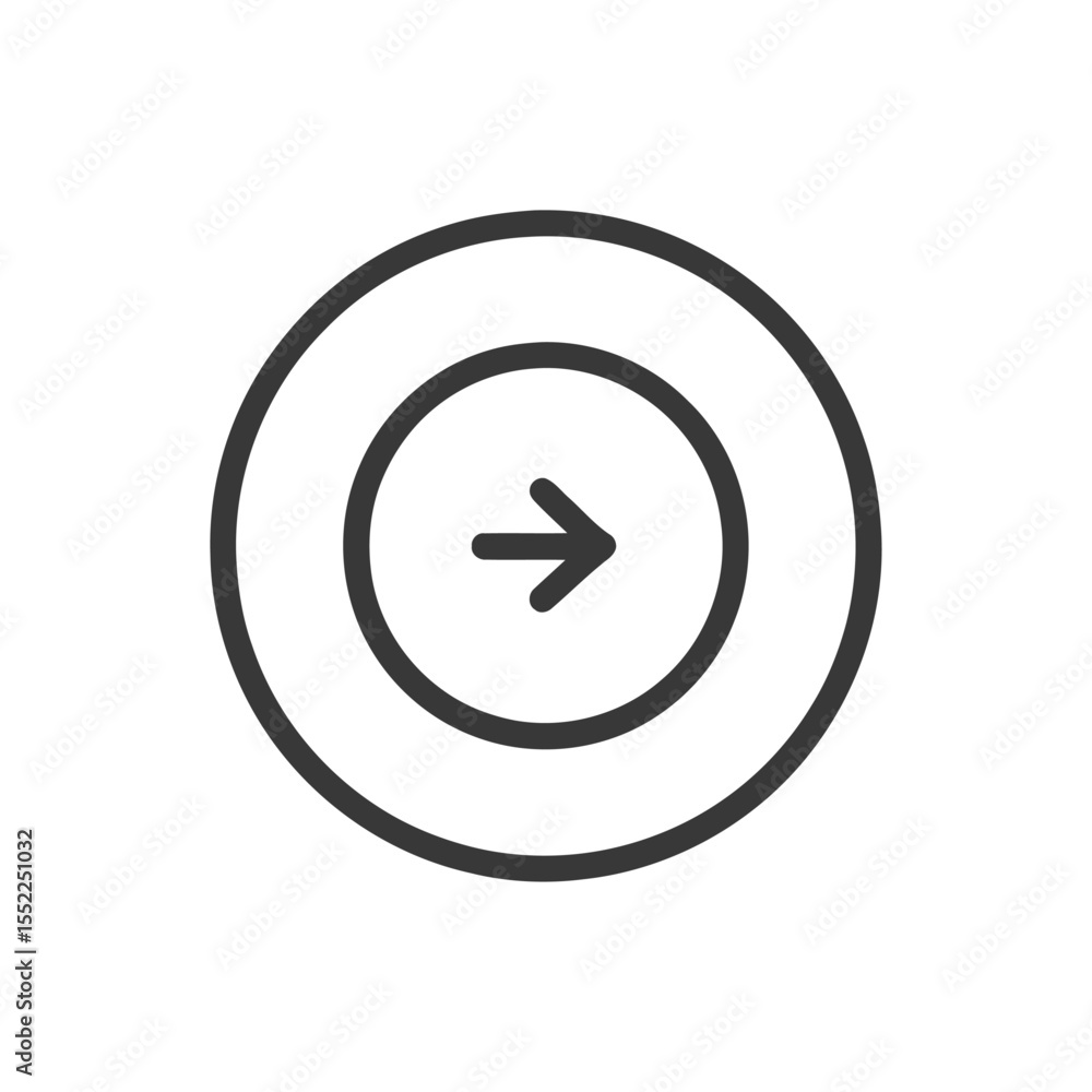 Minimalist Right Arrow Icon in Double Circle, Navigation Symbol Minimalist Right Arrow Icon in Double Circle, Navigation Symbol