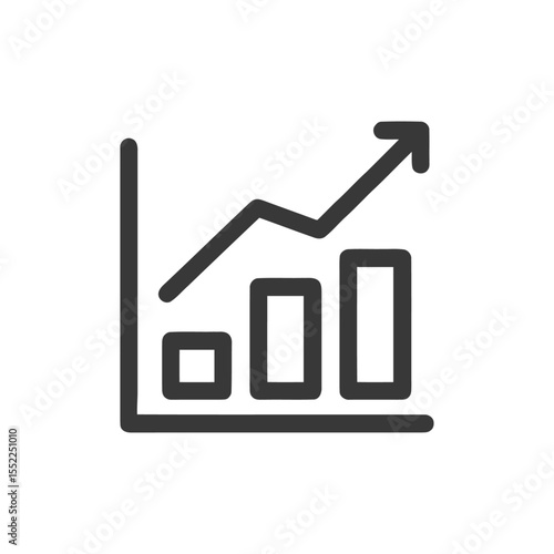Ascending Bar Graph Icon: Business Growth and Financial Success Visualization