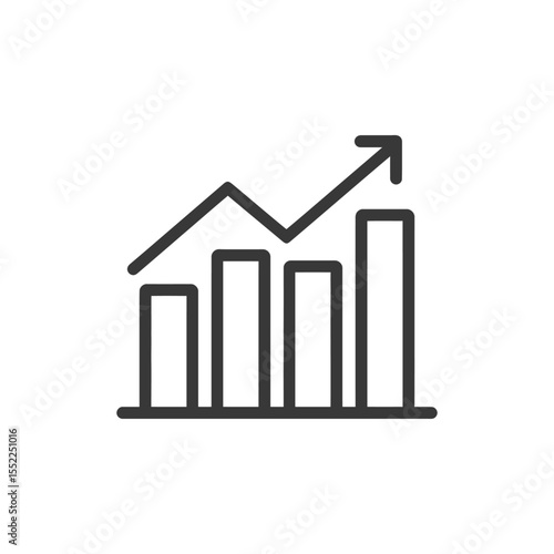 Ascending Bar Graph with Arrow: Business Growth Icon in Black and White