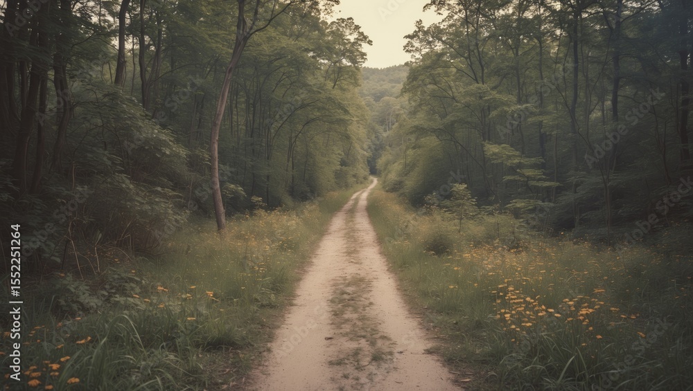Fototapeta premium The Path In The Middle Of Nature with Empty Copy Space For Text