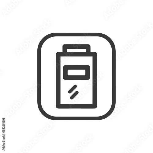 Free Download Minimalist Battery Icon in Rounded Square Frame, Dark Gray on White - GFXLoad