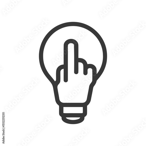 Rude Idea: Middle Finger Hand Gesture Inside a Light Bulb Icon