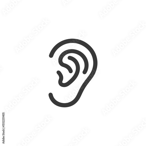 Minimalist Ear Icon: Human Hearing Sense Organ Outline