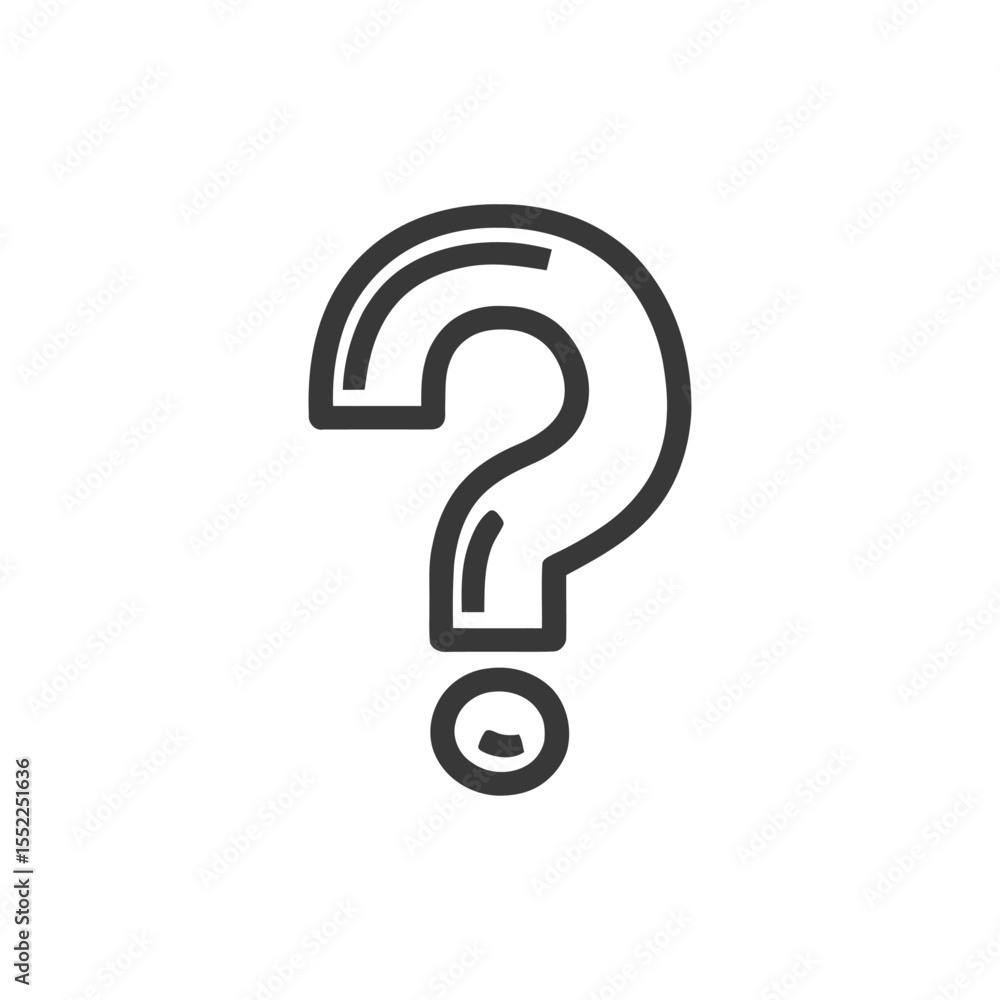 Minimalist Question Mark Icon with Bold Outline on White Background Minimalist Question Mark Icon with Bold Outline on White Background