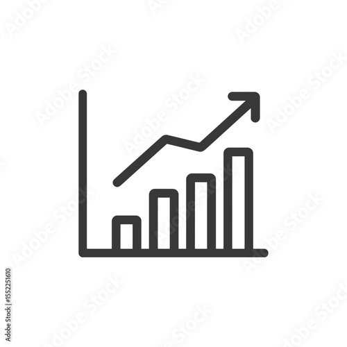 Ascending Bar Graph with Arrow: Business Growth Icon in Gray