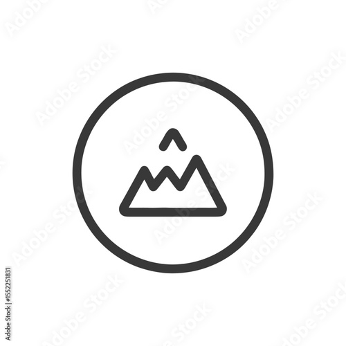 Mountain Icon: Simple, Bold, Minimalist Design in Circular Frame. Free Download Mountain Icon: Simple, Bold, Minimalist Design in Circular Frame. - GFXLoad