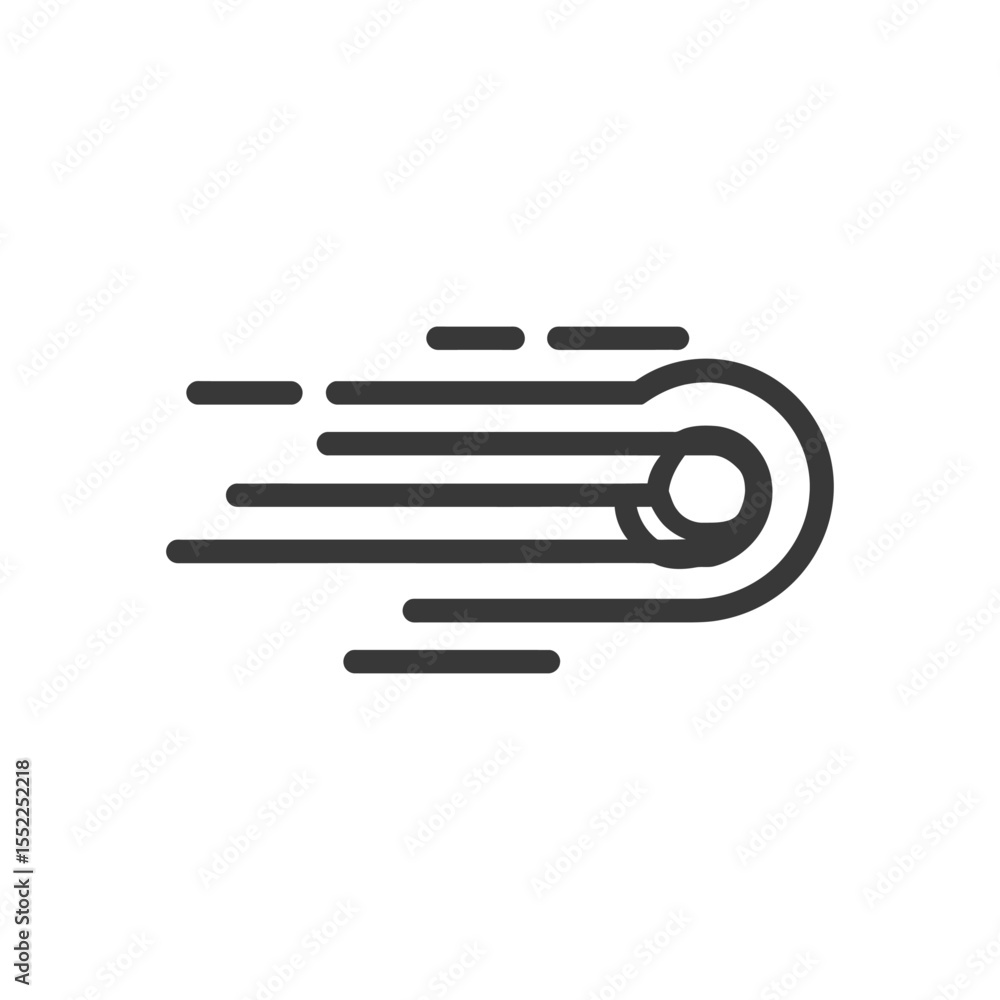 Dynamic Comet Icon: Stylized Cosmic Speed with Trailing Lines Dynamic Comet Icon: Stylized Cosmic Speed with Trailing Lines