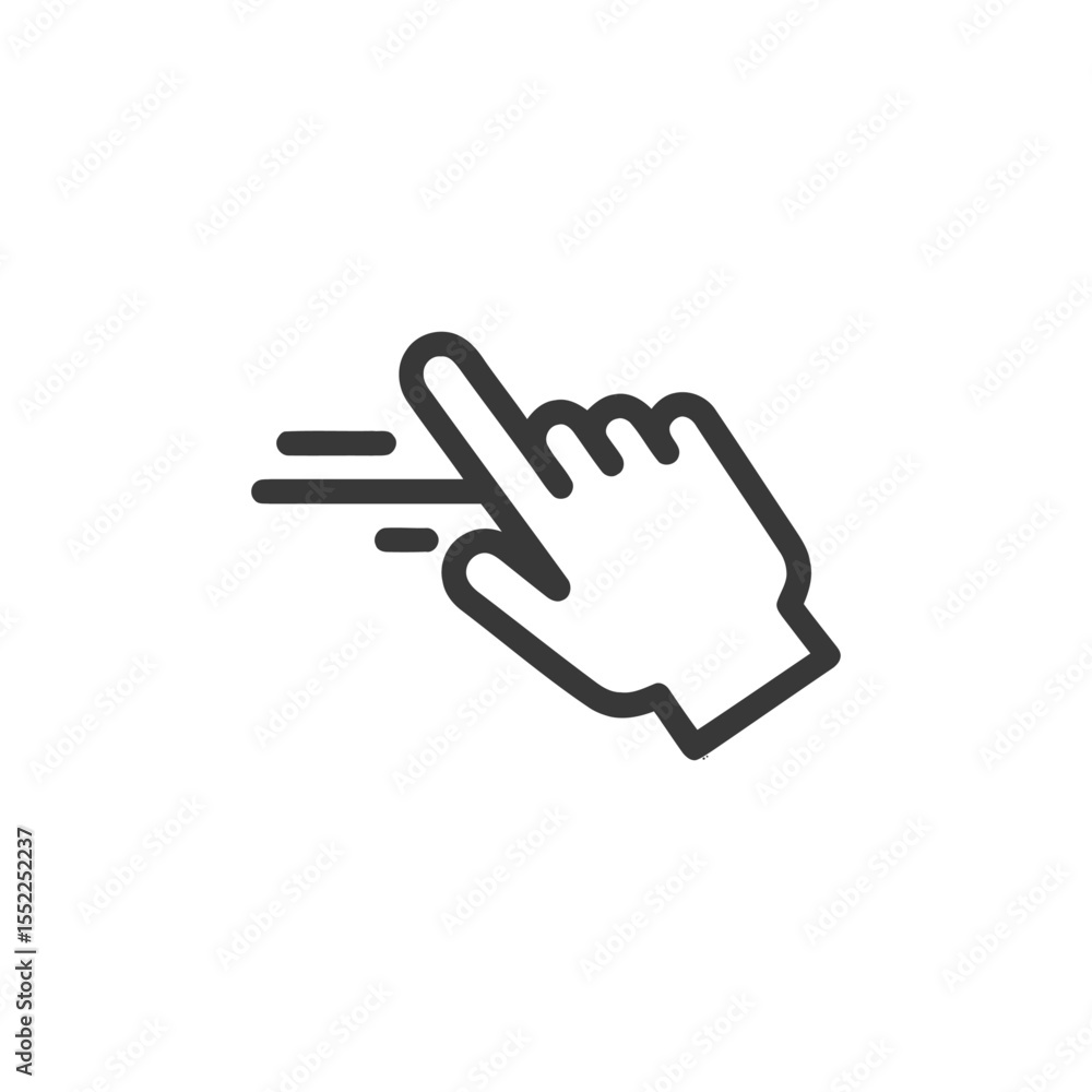 Swipe Gesture Icon: Minimalist Hand with Motion Lines on White Background Swipe Gesture Icon: Minimalist Hand with Motion Lines on White Background