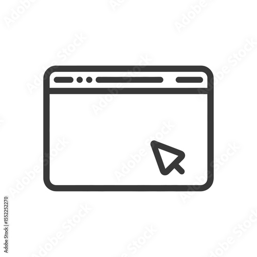 Free Download Minimalist Browser Window with Cursor Icon, Black Outline on White - GFXLoad