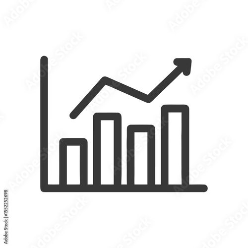 Ascending Bar Graph Icon: Business Growth and Positive Trend Illustration