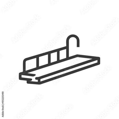 Minimalist Line Art: Swimming Pool Diving Board Icon on White Background