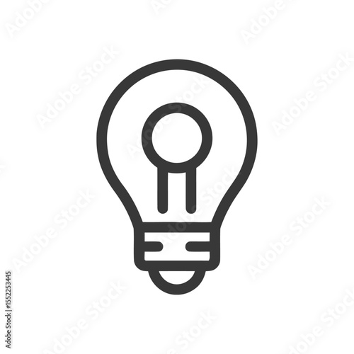 Minimalist Lightbulb Icon: Bold Outline on White Background, Idea Concept