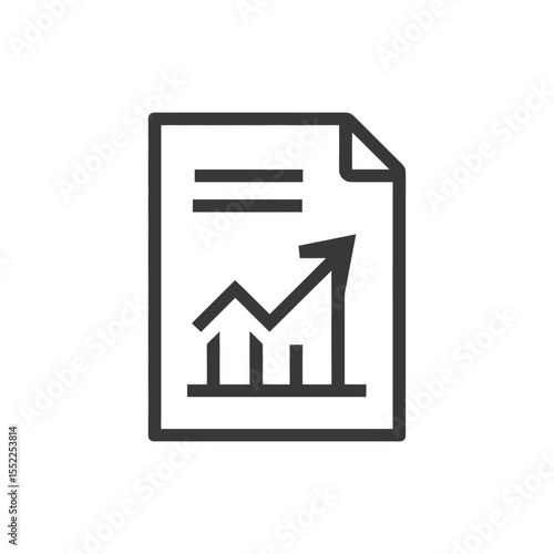 Ascending Graph on Document Icon, Business Growth Concept, Isolated on White