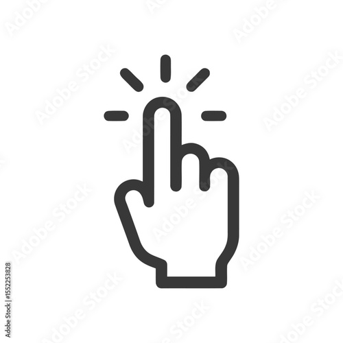 Finger Tap Icon: Bold Outline, Interactive Element, Modern Design
