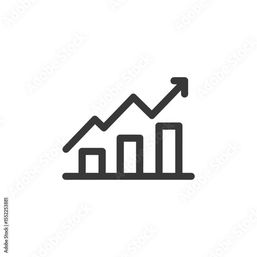 Ascending Bar Graph Icon: Growth and Progress Visualization in Bold Line Style