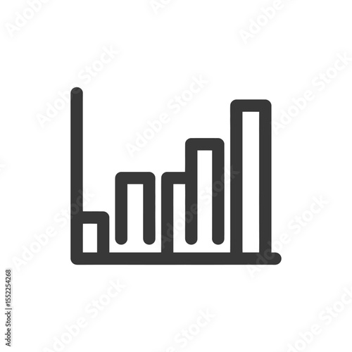 Minimalist Dark Gray Bar Chart Icon on White Background