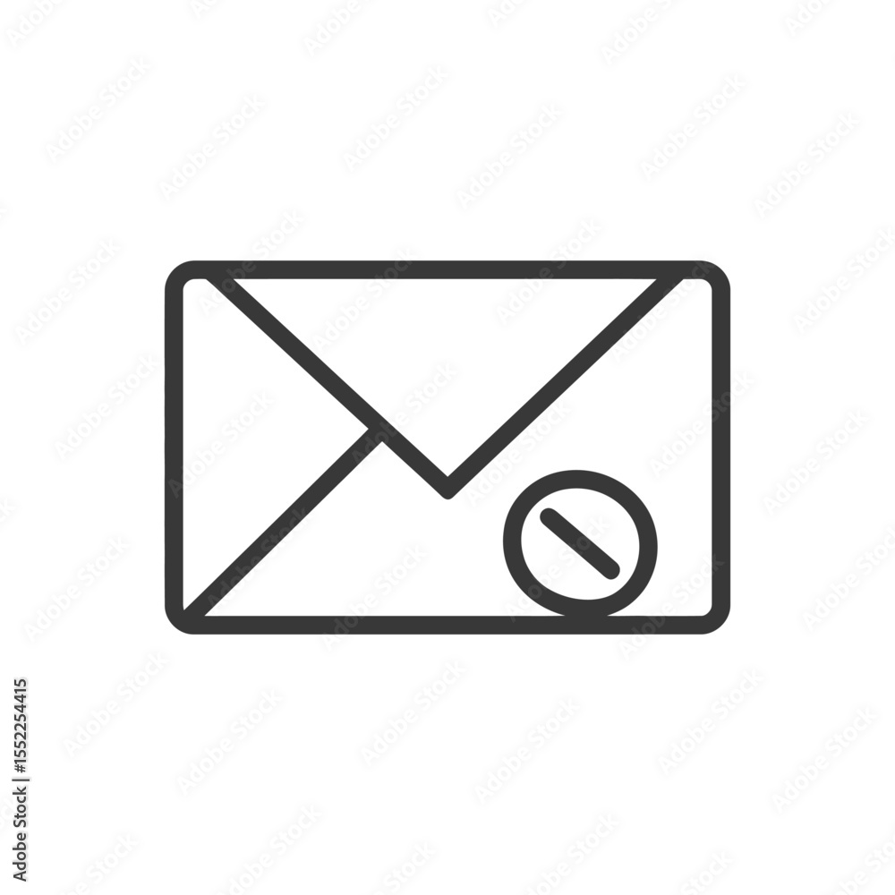 Blocked Email Icon: Simple Outline of Envelope with Prohibition Symbol Blocked Email Icon: Simple Outline of Envelope with Prohibition Symbol